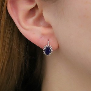 Pırlanta Safir Küpe