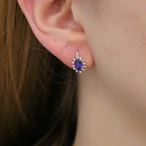 Pırlanta Safir Küpe