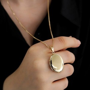 Vintage Oval Kapaklı Kolye (Büyük)