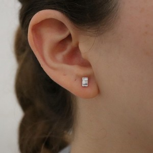 0,15 Karat Pırlanta Baget Küpe