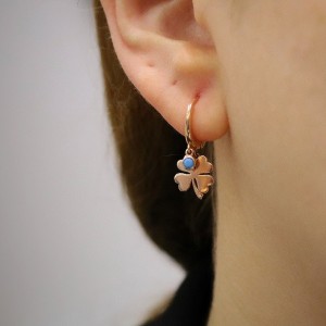 Firuze Taşlı Rose Yonca Küpe