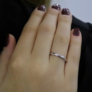 Bombeli 2mm Beyaz Alyans (KADIN)