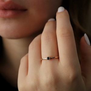 Minimal Black Stone Yüzük