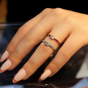 Turkuaz Mineli Pırlanta Baget Yüzük